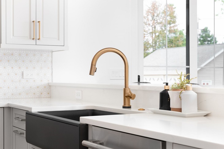 black granite sink in the kitchen