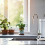 photo of a kitchen sink and window with a view of nature