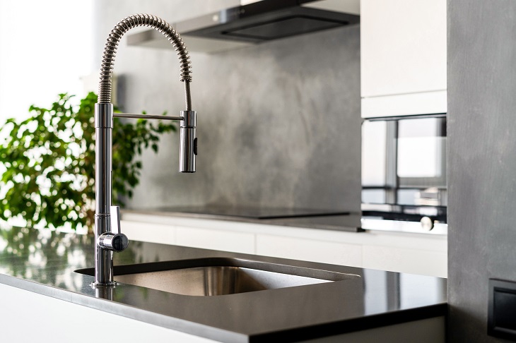 stainless steel sink in the kitchen